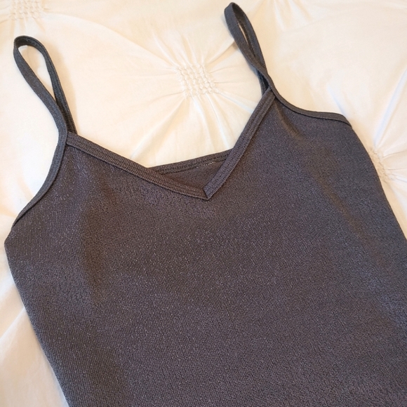 Whisper Y2k slate grey stretchy button down cardigan & cropped tank set. Size L - Picture 12 of 14